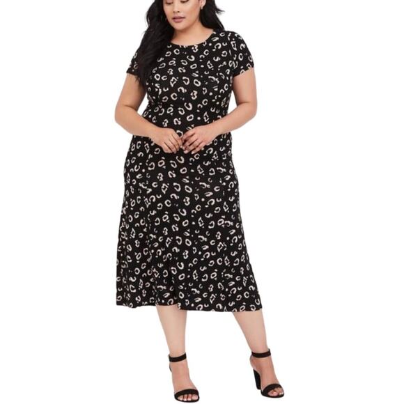 Torrid Black‎ Leopard Ivory Jersey Midi Dress Size 6 | 6X - Picture 1 of 10
